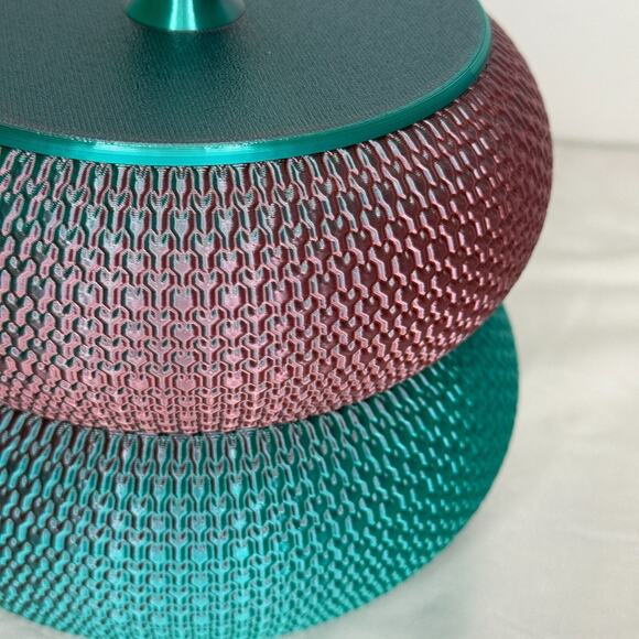 Teal Purple Textured Double Canister Jar Storage Container 6" Decor - Picture 3 of 9